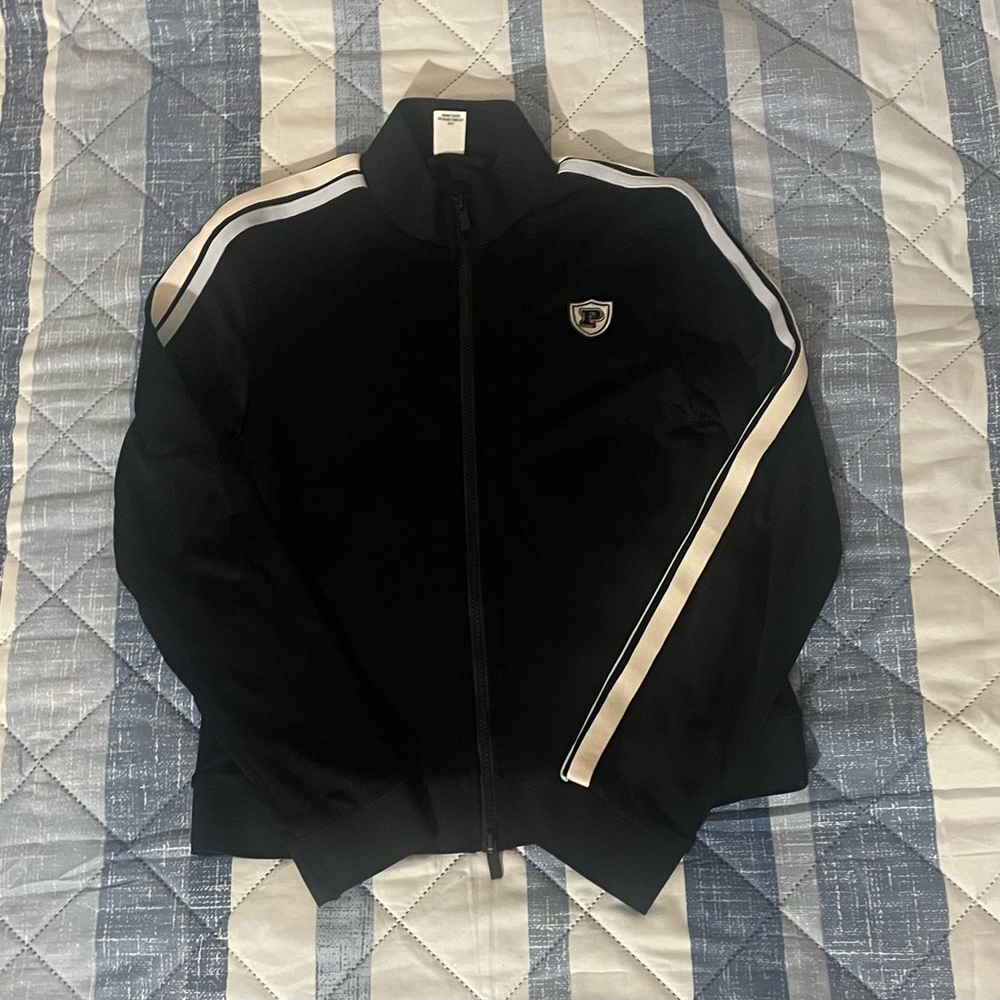 VS PINK Track Star Full Zip Jacket in Black Size S 🖤🩵🤍 - Picture 2 of 7